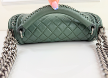 CHANEL BOY MEDIUM TOP HANDLE IN DEEP GREEN