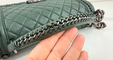 CHANEL BOY MEDIUM TOP HANDLE IN DEEP GREEN
