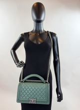 CHANEL BOY MEDIUM TOP HANDLE IN DEEP GREEN