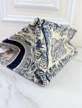 DIOR BOOK TOTE EMBROIDERED MEDIUM ECRU AND BLUE TOILE DE JOUY