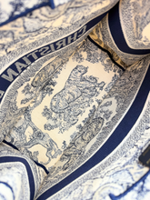 DIOR BOOK TOTE EMBROIDERED MEDIUM ECRU AND BLUE TOILE DE JOUY