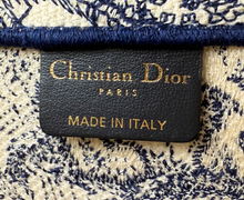 DIOR BOOK TOTE EMBROIDERED MEDIUM ECRU AND BLUE TOILE DE JOUY