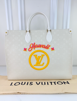 LOUIS VUITTON ON THE GO GM LIMITED EDITION JACQUARD HAWAII