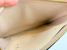 LOUIS VUITTON DOUBLE ZIP POCHETTE EMPREINTE BEIGE AND ROSE
