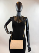 LOUIS VUITTON DOUBLE ZIP POCHETTE EMPREINTE BEIGE AND ROSE