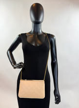 LOUIS VUITTON DOUBLE ZIP POCHETTE EMPREINTE BEIGE AND ROSE