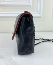 CHANEL CLASSIC MEDIUM SINGLE FLAP BLACK AND RED