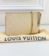 LOUIS VUITTON DOUBLE ZIP POCHETTE EMPREINTE BEIGE AND ROSE