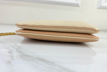 LOUIS VUITTON DOUBLE ZIP POCHETTE EMPREINTE BEIGE AND ROSE