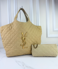 YSL MAXI ICARE QUILTED NUBUCK SUEDE BEIGE