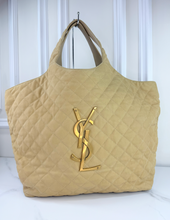 YSL MAXI ICARE QUILTED NUBUCK SUEDE BEIGE