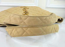 YSL MAXI ICARE QUILTED NUBUCK SUEDE BEIGE