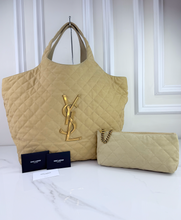 YSL MAXI ICARE QUILTED NUBUCK SUEDE BEIGE