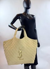 YSL MAXI ICARE QUILTED NUBUCK SUEDE BEIGE
