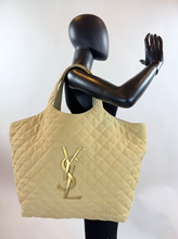 YSL MAXI ICARE QUILTED NUBUCK SUEDE BEIGE