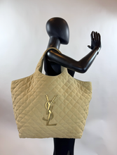 YSL MAXI ICARE QUILTED NUBUCK SUEDE BEIGE
