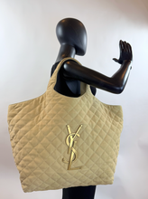 YSL MAXI ICARE QUILTED NUBUCK SUEDE BEIGE