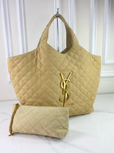 YSL MAXI ICARE QUILTED NUBUCK SUEDE BEIGE