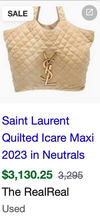 YSL MAXI ICARE QUILTED NUBUCK SUEDE BEIGE