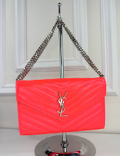 YSL MATELASSE FLAP ENVELOPE CROSSBODY IN NEON PINK