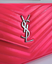YSL MATELASSE FLAP ENVELOPE CROSSBODY IN NEON PINK
