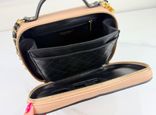 CHANEL LARGE CAVIAR QUILTED CC FILIGREE VANITY CASE IN BEIGE AND BLACK