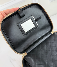 CHANEL LARGE CAVIAR QUILTED CC FILIGREE VANITY CASE IN BEIGE AND BLACK