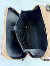 CHANEL LARGE CAVIAR QUILTED CC FILIGREE VANITY CASE IN BEIGE AND BLACK