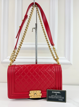 CHANEL BOY FLAP QUILTED LAMBSKIN MEDIUM IN RED