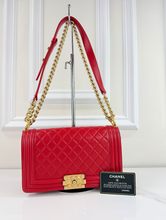 CHANEL BOY FLAP QUILTED LAMBSKIN MEDIUM IN RED