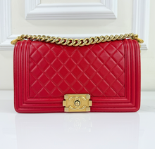 CHANEL BOY FLAP QUILTED LAMBSKIN MEDIUM IN RED