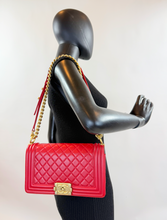 CHANEL BOY FLAP QUILTED LAMBSKIN MEDIUM IN RED