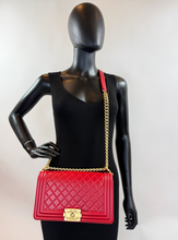 CHANEL BOY FLAP QUILTED LAMBSKIN MEDIUM IN RED