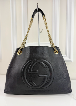 GUCCI SOHO CHAIN SHOULDER BAG IN BLACK