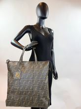 FENDI ZUCCA COATED CANVAS VERTICLE TOTE