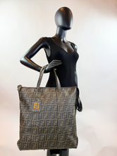 FENDI ZUCCA COATED CANVAS VERTICLE TOTE