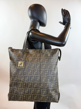 FENDI ZUCCA COATED CANVAS VERTICLE TOTE