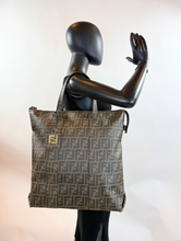 FENDI ZUCCA COATED CANVAS VERTICLE TOTE