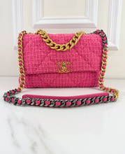 *DEAL OF THE DAY* CHANEL 19 LARGE FLAP QUILTED TWEED IN HOT PINK