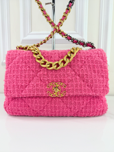 *DEAL OF THE DAY* CHANEL 19 LARGE FLAP QUILTED TWEED IN HOT PINK