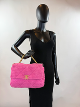 *DEAL OF THE DAY* CHANEL 19 LARGE FLAP QUILTED TWEED IN HOT PINK