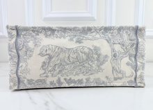 DIOR BOOK TOTE EMBROIDERED MEDIUM ECRU AND GREY TOILE DE JOUY