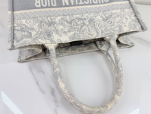 DIOR BOOK TOTE EMBROIDERED MEDIUM ECRU AND GREY TOILE DE JOUY