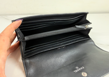 CHANEL BOY QUILTED FLAP  LAMBSKIN WALLET / WOC IN BLACK AND SILVER