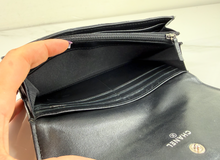 CHANEL BOY QUILTED FLAP  LAMBSKIN WALLET / WOC IN BLACK AND SILVER