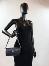 CHANEL BOY QUILTED FLAP  LAMBSKIN WALLET / WOC IN BLACK AND SILVER
