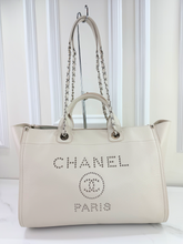 CHANEL LARGE STUDDED DEAUVILLE TOTE CAVIAR  IVORY