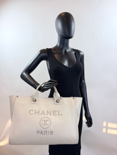 CHANEL LARGE STUDDED DEAUVILLE TOTE CAVIAR  IVORY