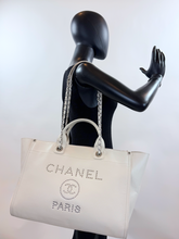 CHANEL LARGE STUDDED DEAUVILLE TOTE CAVIAR  IVORY