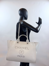 CHANEL LARGE STUDDED DEAUVILLE TOTE CAVIAR  IVORY